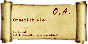 Ocsadlik Alex névjegykártya